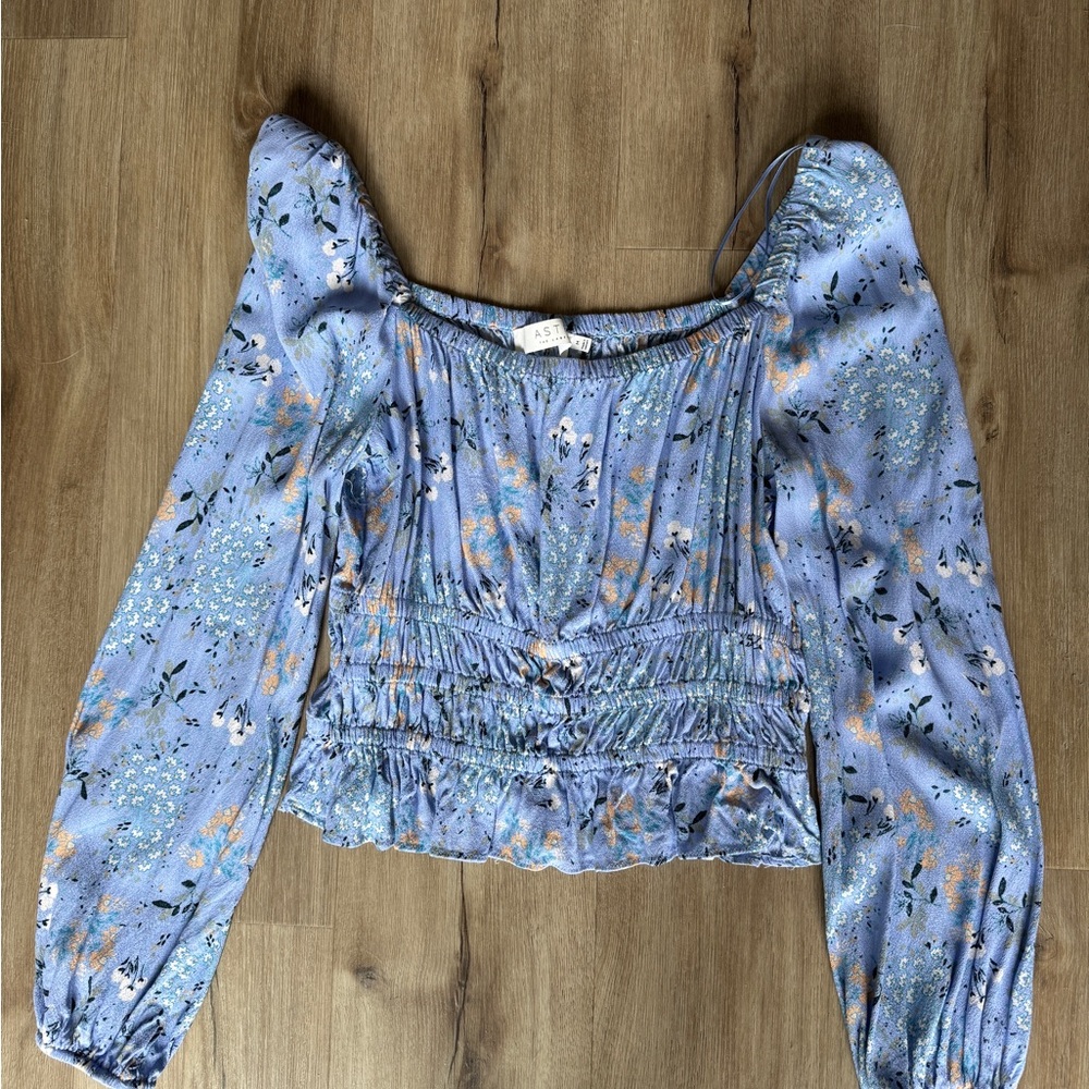 ASTR Floral Blue Women's Top medium